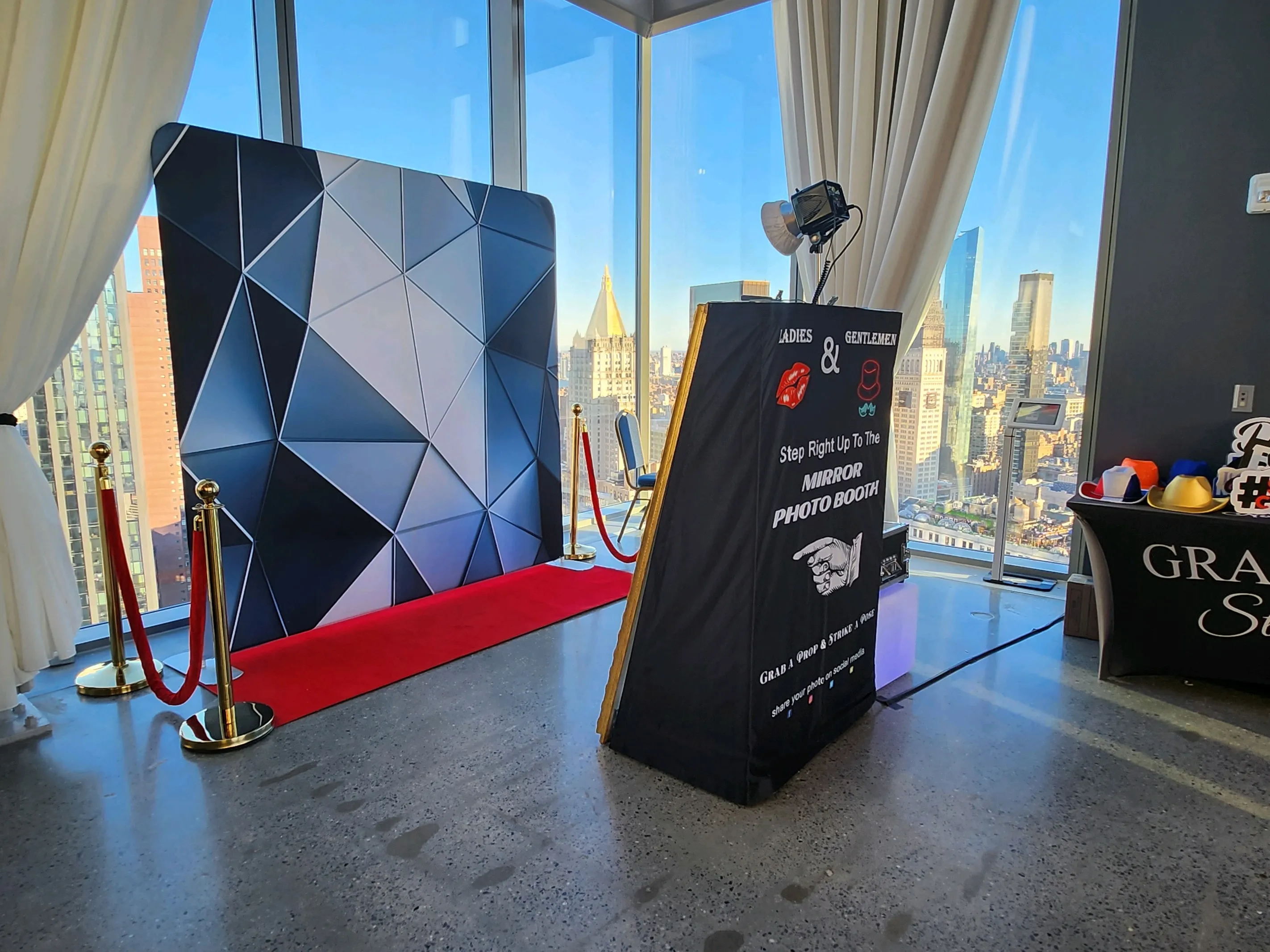 Mirror photo booth set up at a private event in NYC
